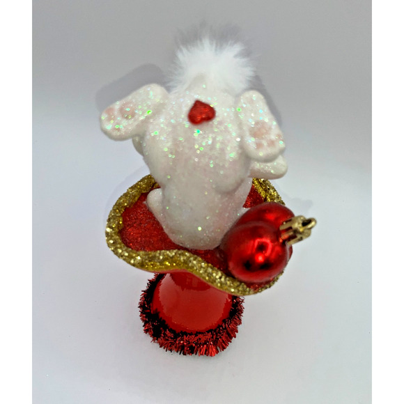 Vintage Tumbling Bunny Red Ceramic Pedestal Heart Dish Gold Valentines Day OOAK - Picture 16 of 16